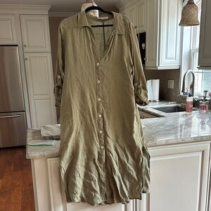 Olive Green Button-Up Dress